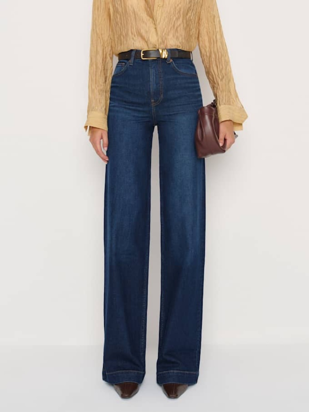 Reformation Bex Super Stretch Wide Leg Dark Blue Wide Jeans